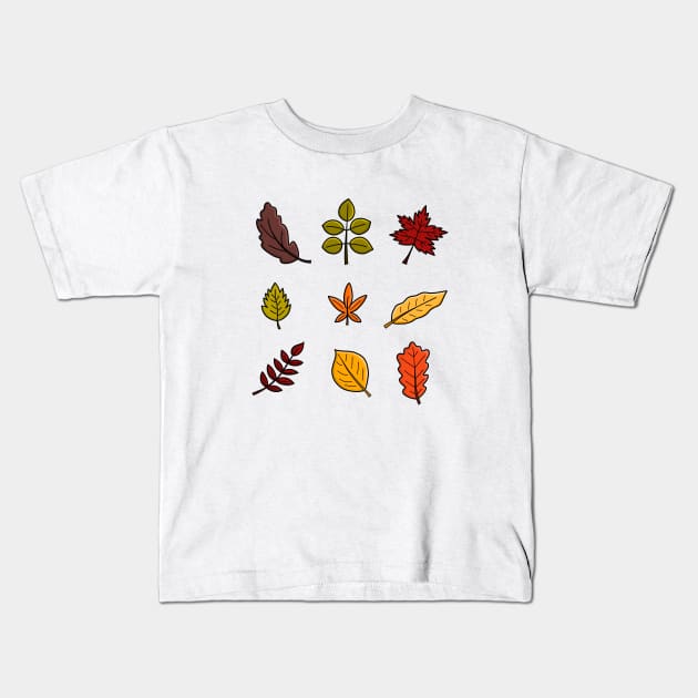 Autumn Leaves Kids T-Shirt by lisanisafazrin